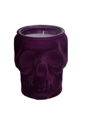 Flocked Skull Shaped Candle Jar Viral Purple